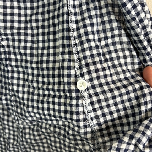 J. Crew Perfect Button Down Shirt Gingham Black White size 0 - Picture 7 of 9